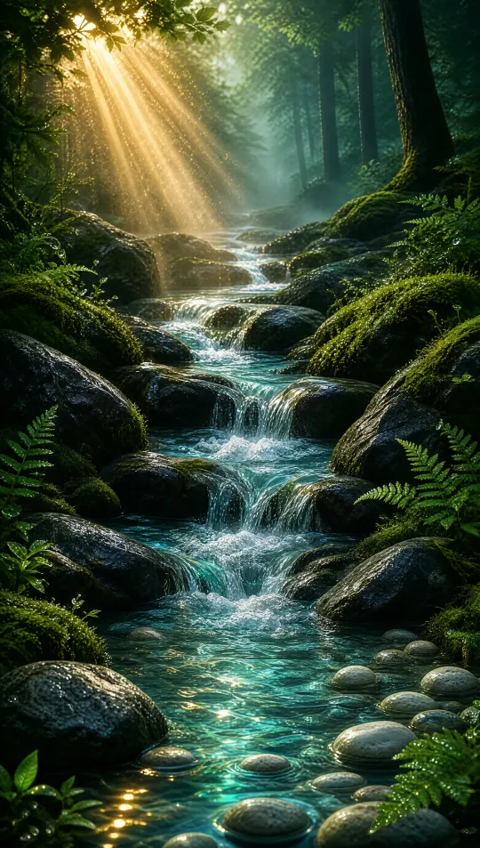 流水健康手机壁纸 寓意身心舒畅