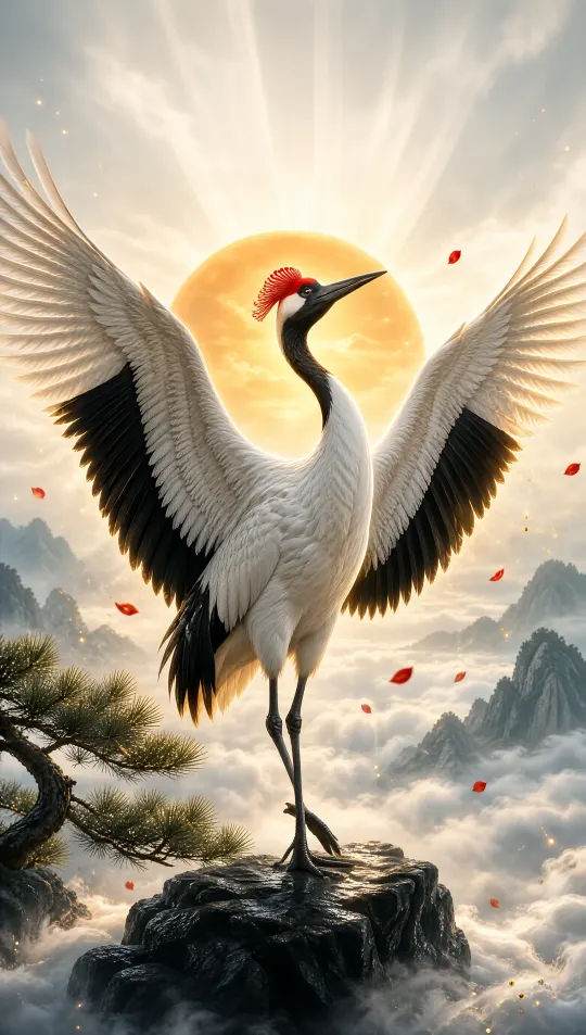 仙鹤平安手机壁纸 寓意延年益寿