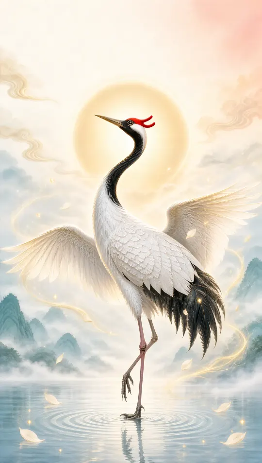 仙鹤平安手机壁纸 寓意延年益寿