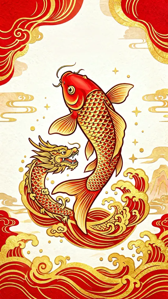 锦鲤跃龙门考试上岸手机壁纸 寓意金榜题名