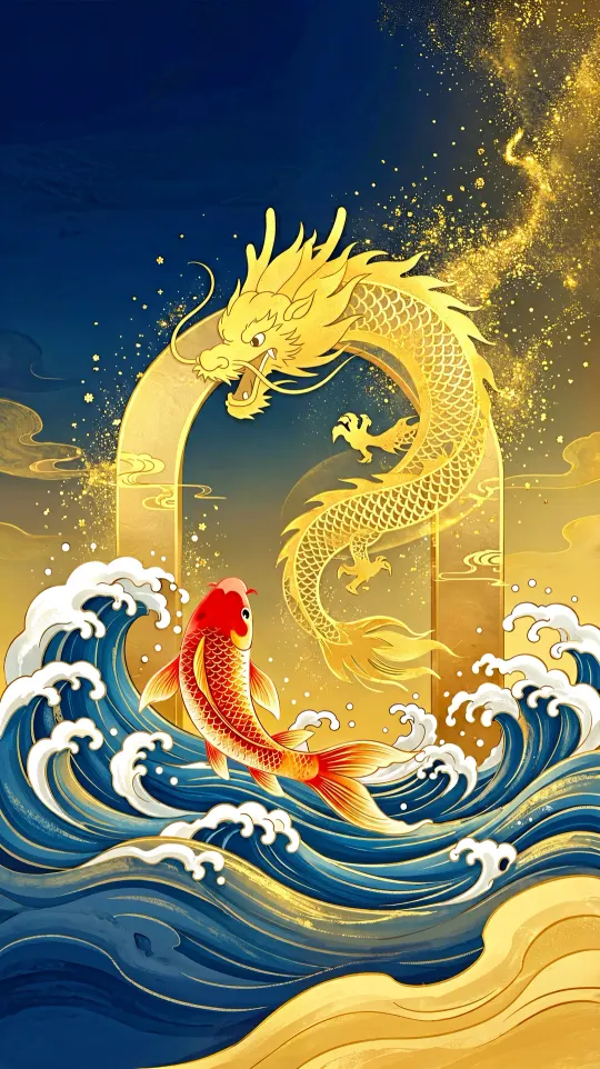 锦鲤跃龙门考试上岸手机壁纸 寓意金榜题名
