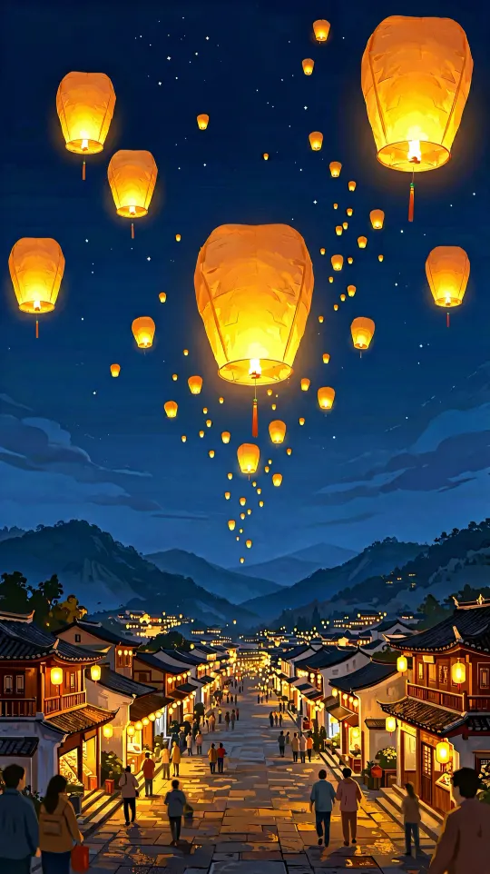 孔明灯考试上岸手机壁纸 寓意梦想成真