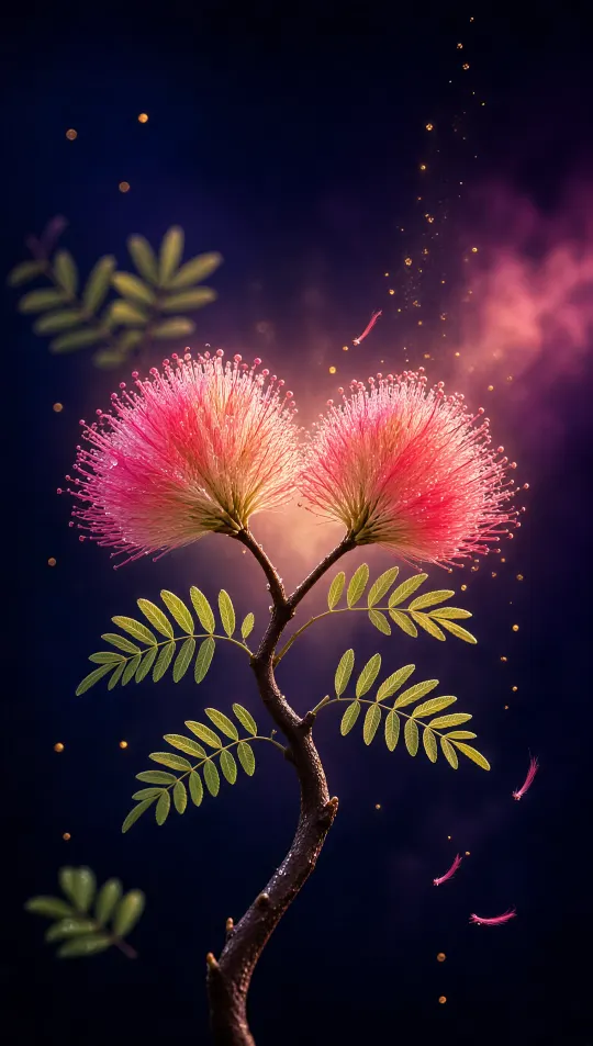 合欢花桃花手机壁纸 寓意百年好合