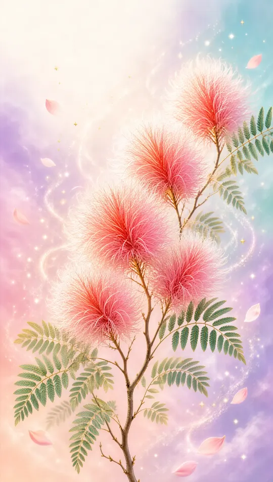 合欢花桃花手机壁纸 寓意百年好合