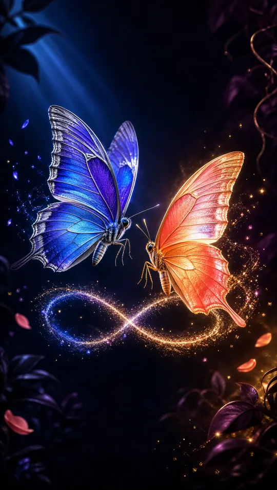 蝴蝶双飞桃花手机壁纸 寓意成双成对