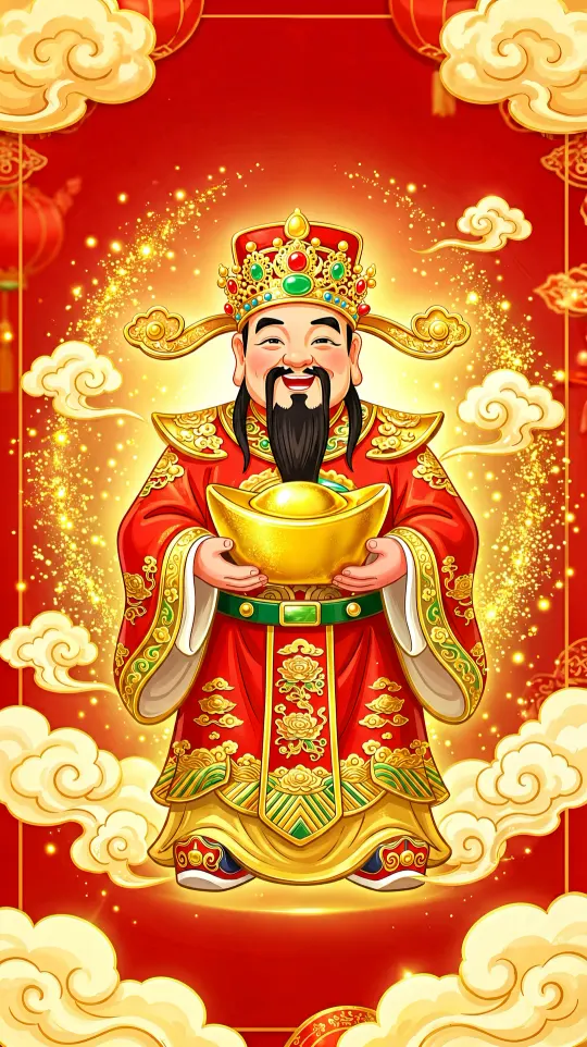 财神爷招财手机壁纸 寓意财神驾到