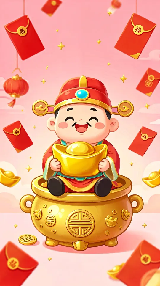 财神爷招财手机壁纸 寓意财神驾到
