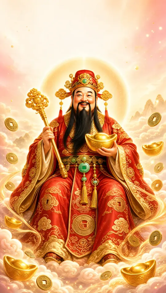 财神爷招财手机壁纸 寓意财神驾到