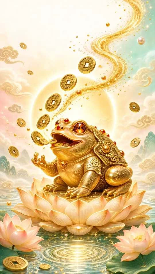 金蟾招财手机壁纸 寓意口吐金钱