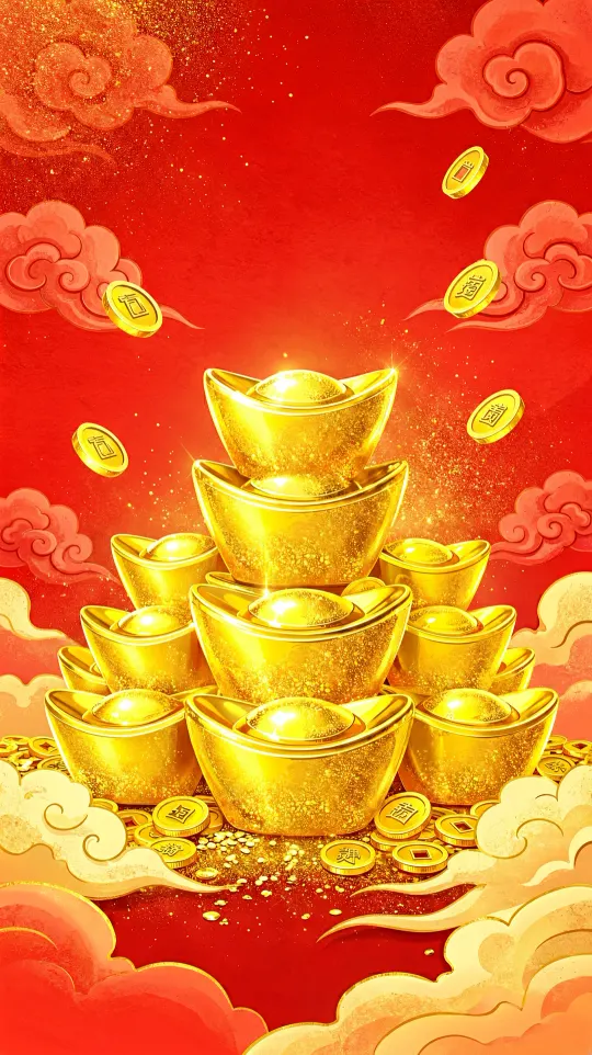 金元宝招财手机壁纸 寓意财源广进