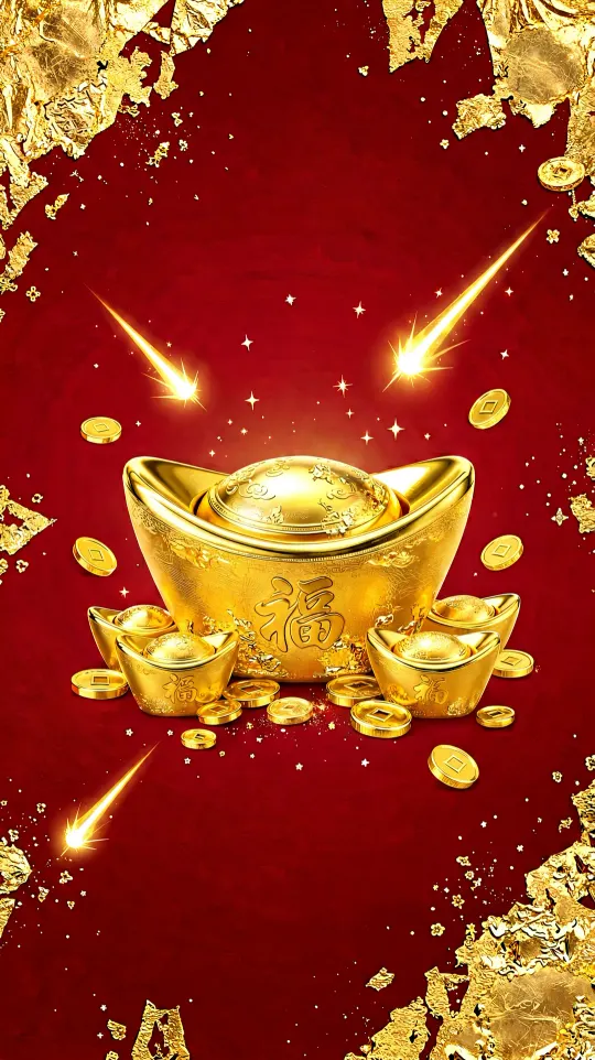 金元宝招财手机壁纸 寓意财源广进