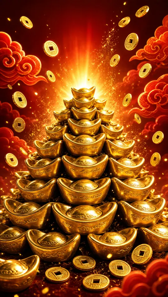 金元宝招财手机壁纸 寓意财源广进