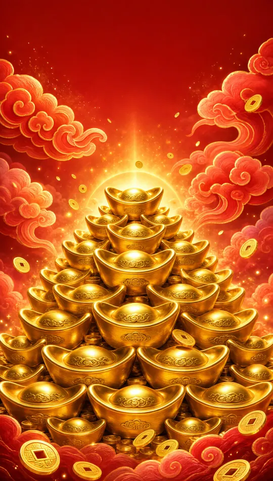 金元宝招财手机壁纸 寓意财源广进
