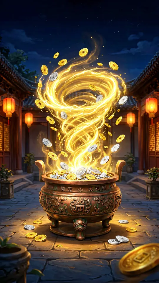 聚宝盆招财手机壁纸 寓意聚财纳福