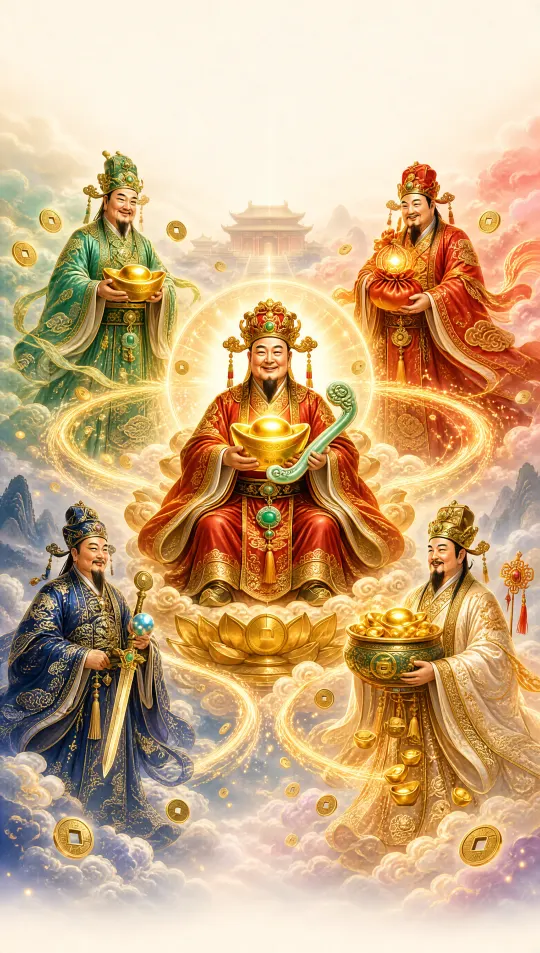 五路财神招财手机壁纸 寓意五路进财