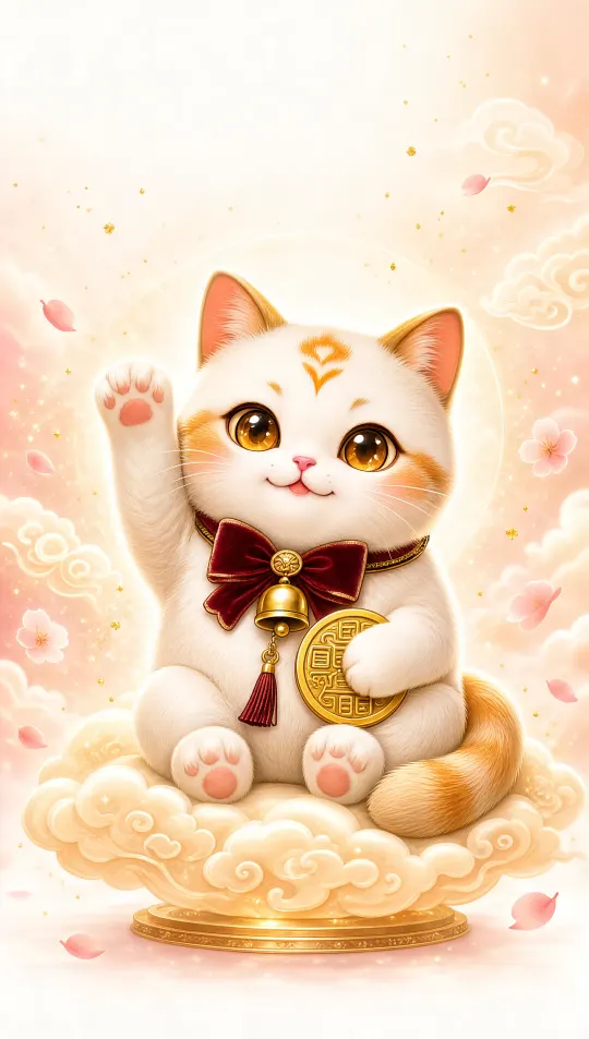 招财猫招财手机壁纸 寓意招财纳客