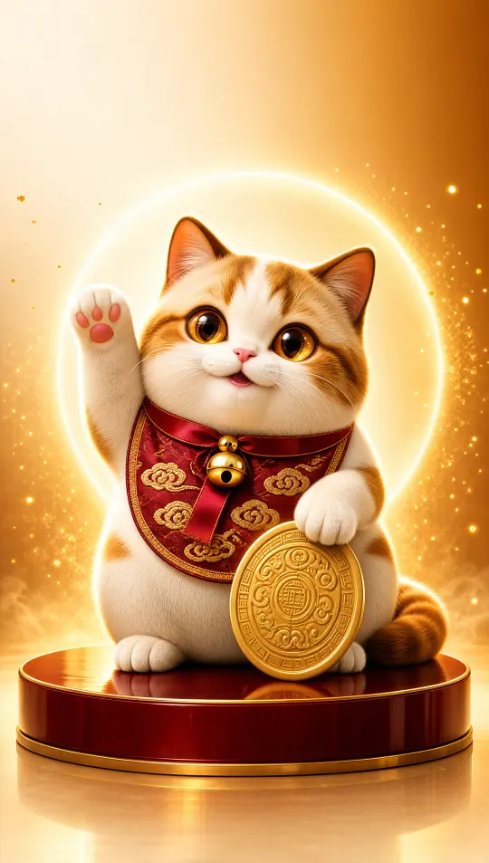 招财猫招财手机壁纸 寓意招财纳客